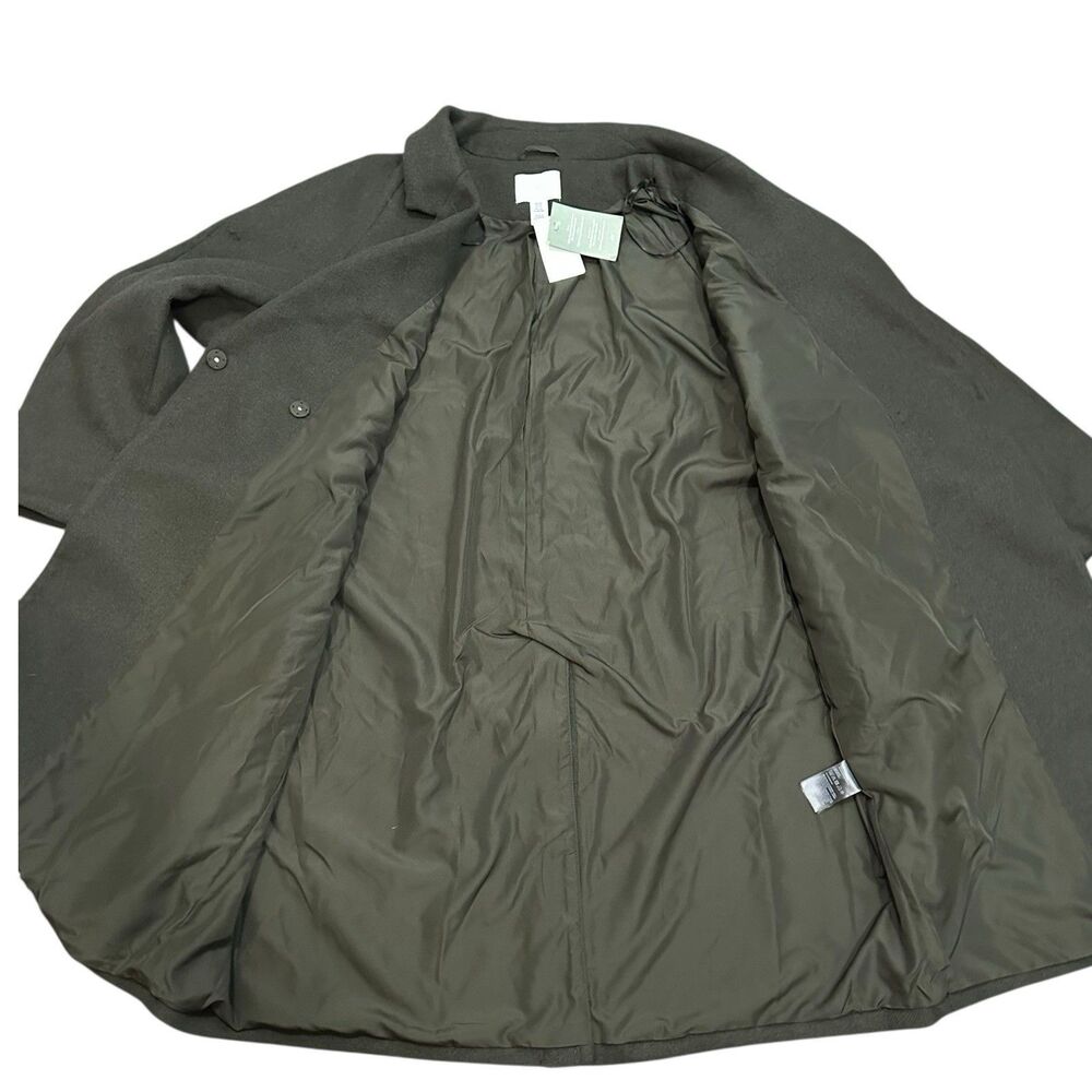 H&M Womens Sz XXL Pockets Coat Double Breasted Overcoat Dark Khaki Green Classic - Picture 9 of 10